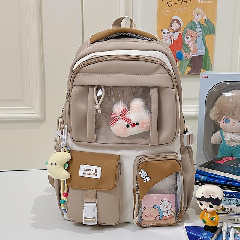 Schoolbag Cute Little Fresh Junior High School Student Large Capacity Schoolbag High School Student Backpack College Girl Transparent Pain Bag Baby 