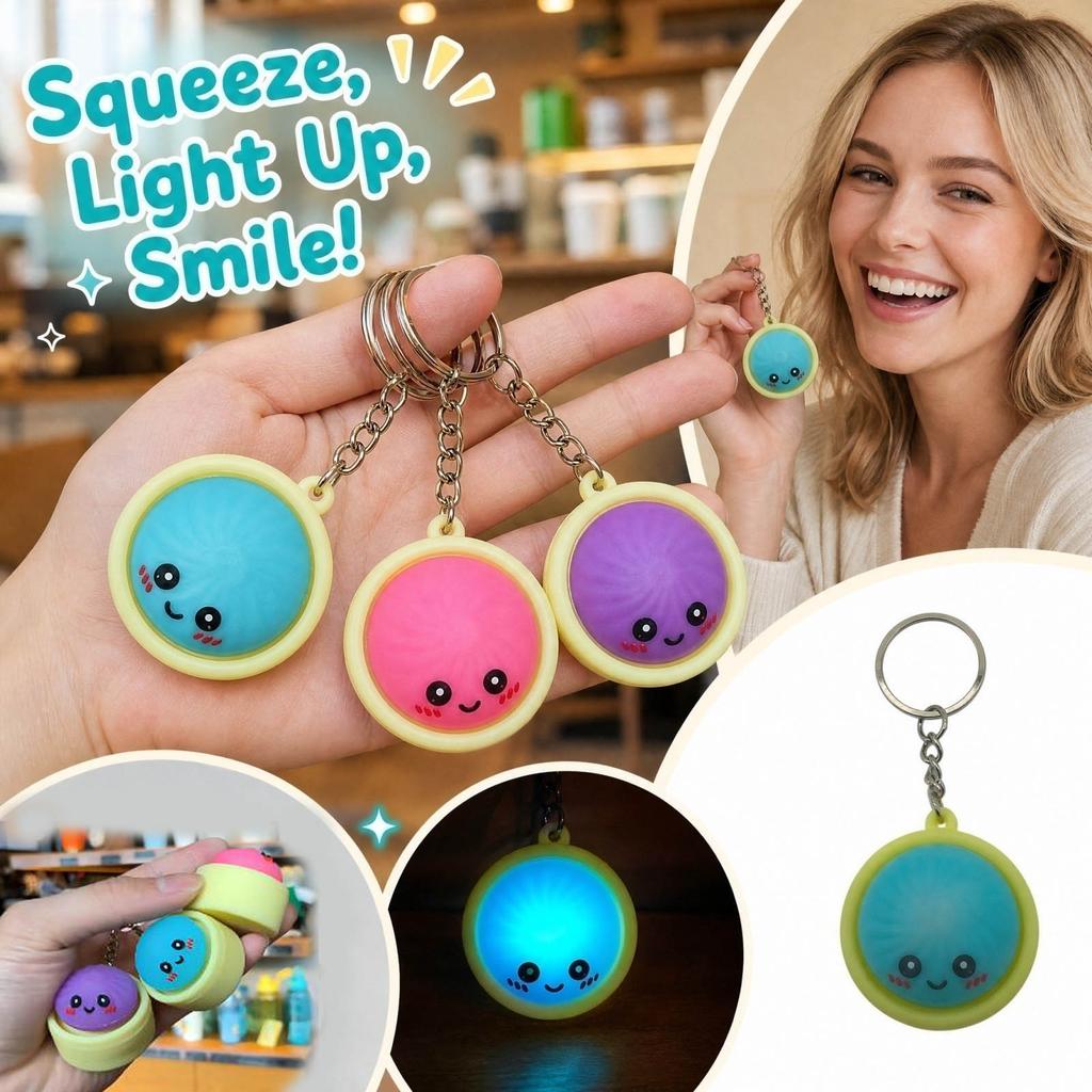 Bao Bun Toy Keychain with Light-Up Buttons - Stress Toy