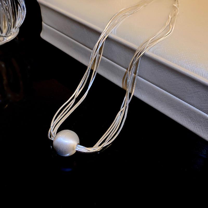 Minimalist Faux Pearl Multi-Layer Choker Necklace – Elegant Clavicle Chain Jewelry for Women