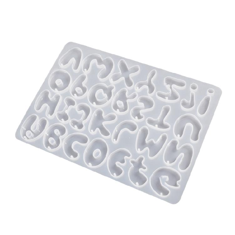 Silicone Keychain Mold with Hole Letter/Numbers Charm Key Pendant Crafting Mould Handmade Jewelry Making Supplies