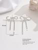 Crystal Bow Knot Tassel Drop Earrings, Silver/Black Rhinestone Long Dangle Earrings for Women