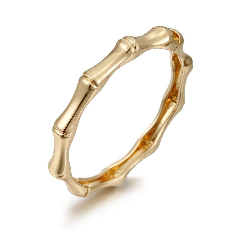 Gold-Plated Bamboo Bangle - Versatile Open Design for Women, European & American High-End Jewelry.
