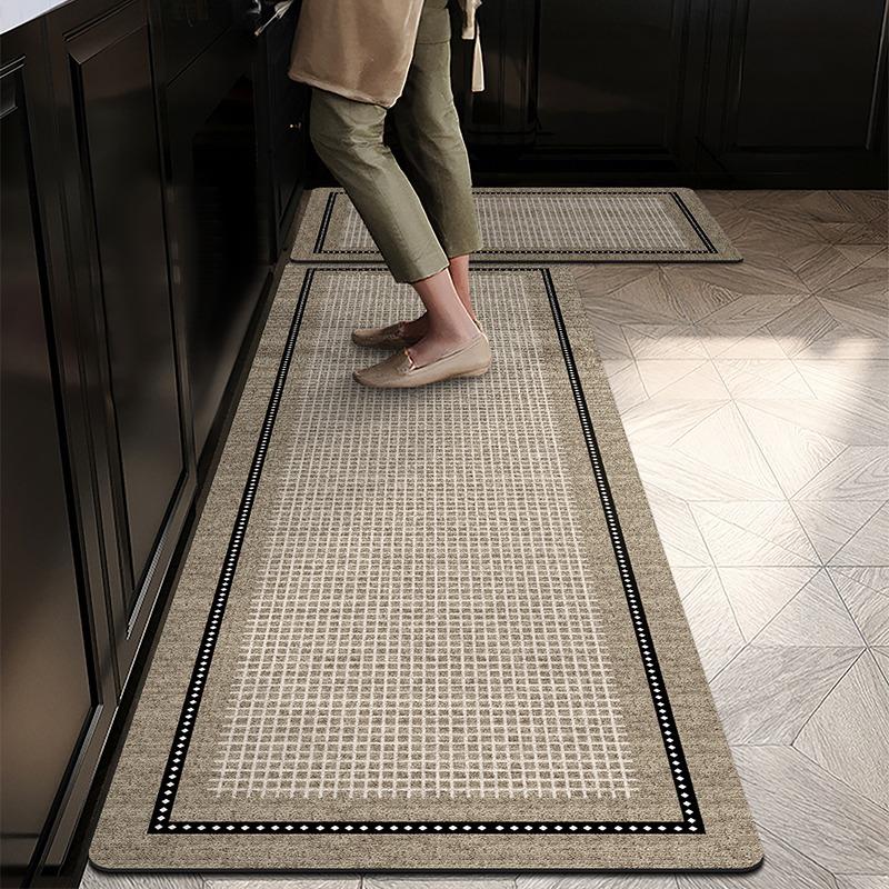 Kitchen Floor Mat Non-slip Waterproof Oil-proof Carpet Irregular Minimalist Line Texture Rug Home Decoration Foot Mats
