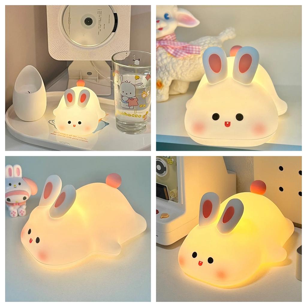 Cute Rabbit Silicone Lamp Children's Bedside Eye-protection Desk Lamp Bedroom Night Light As A Children's Gift Birthday Present