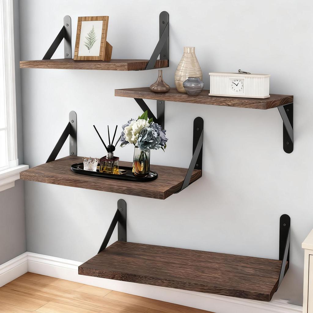 Floating Shelves for Wall Bookshelves Wall Mounted Wood Shelf for Living Room Bathroom Bedroom Kitchen Home Decor