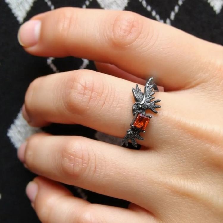 Punk Gothic Crow Ring Edgy Sweet Jewelry Adjustable Unisex Design Stylish Alloy Fashion Accessory Gift for Women
