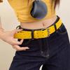 Wide Design Sense Y2K Double-Breasted Yellow Belt For Women With Skirt Jeans With Waistcoat Decoration Versatile Belt