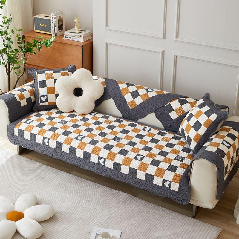 

Textured Twill Cotton All Year Round Sofa Cushion Fabric Cushion Pastoral Neutral Non Slip Green Fashion Sofa Towel Covers