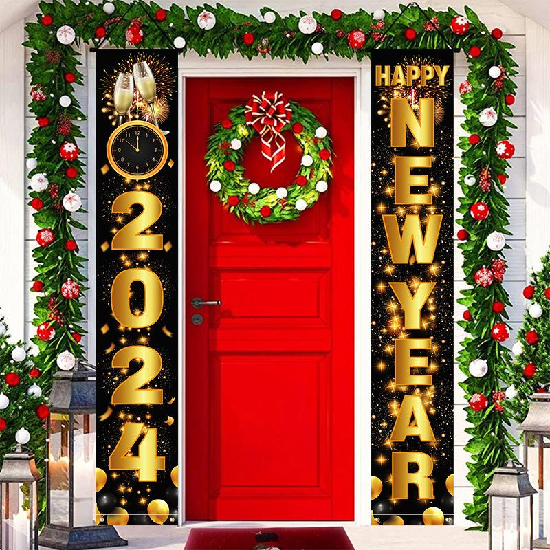 

2024 С Новым Годом Флаги Прокрутка Дверь Спальни Занавес Куплет Свиток Украшения Дома
