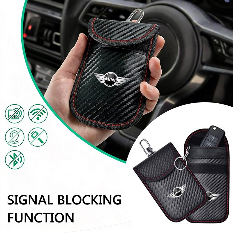 Car Key Case Signal Blocker Bag RFID Shielding Pocketor Key Bag For BMW Mini Cooper R50 R53 R55 R56 R60 R61 F54 F55 F56 Sticker ycahd11