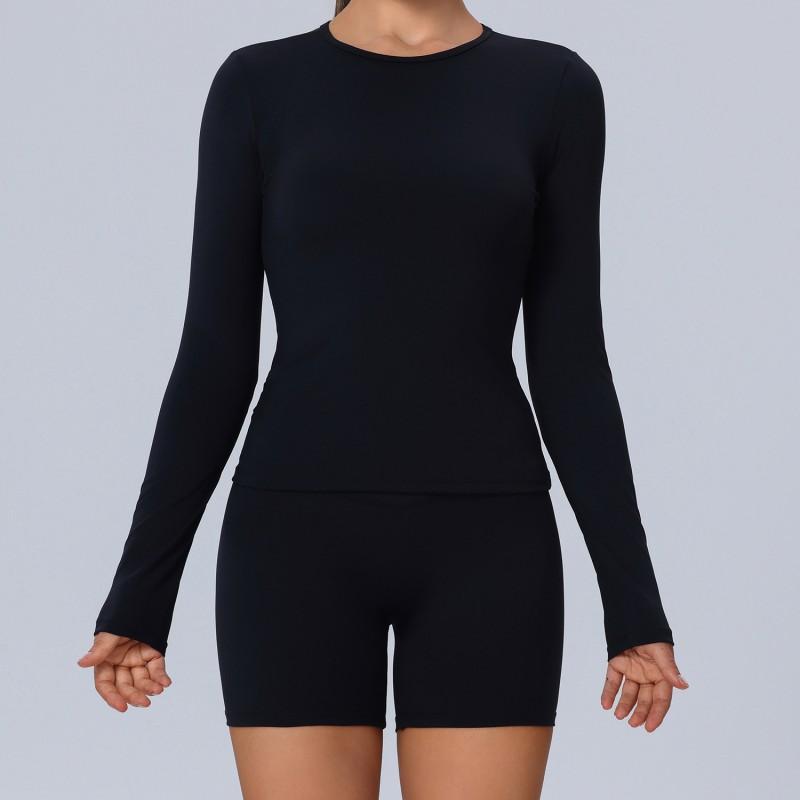 Womens Long Sleeve Yoga Top Tight Fit Breathable Workout Shirt Gym Running Dance Fitness