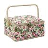 Large Capacity Fabric Sewing Box With Magnetic Closure And Adjustable Compartments For Crafting And Needlework Storage