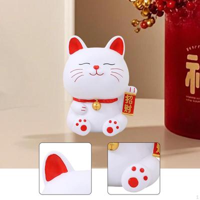 Lucky Cat Piggy Bank Money Collection Vinyl Animal Sculpture Desktop Ornament for Fireplace