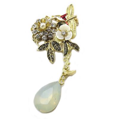 [P4902] - Designer Brosche 'Sissi' Beigegold - 70x35mm