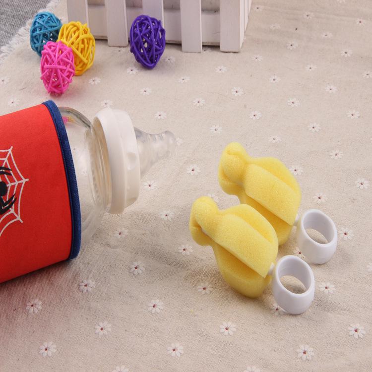 Wide & Standard Mouth Baby Bottle Nipple Brush with Sponge - Individually Packaged