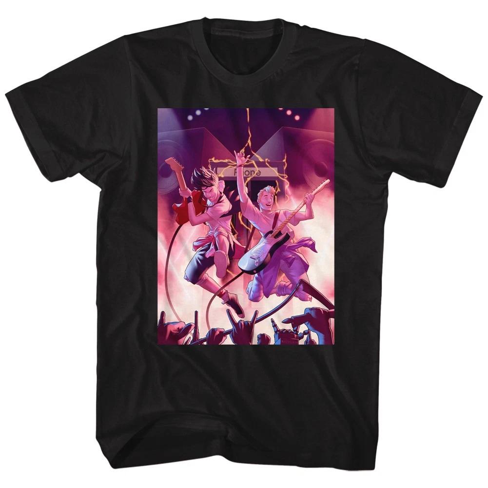 

Bill & Ted s Cartoon Drawing Rocking Guitars Live On Stage Men s T shirt 4XL