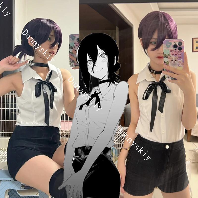 Anime Reze Cosplay Damen Kostüm Bo-mb Shirt Outfits Krawatte Kurzer Hals Reze Perücke Halloween Kleidung