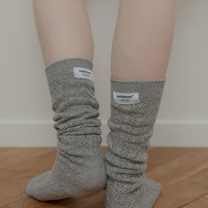Mellotory Crochet Lace Knee Socks (gray)