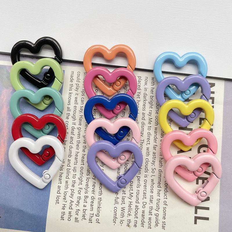 Yogodlns 10/20 Stück Metall Herz Federverschluss Öffnbarer Liebesförmiger Karabiner DIY Rucksack Taschen Zubehör