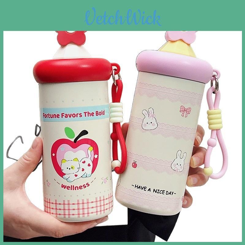 Cute Cat Theme 600ml Stainless Steel Insulated Travel Mug With Straw For Kids And Adults