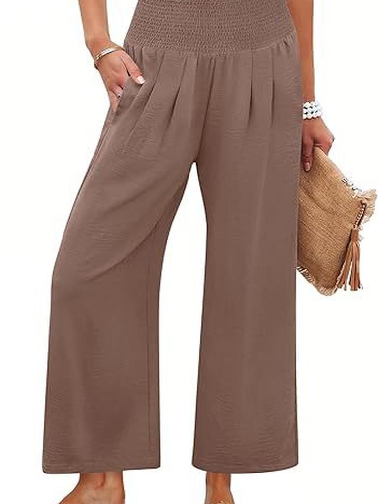 Spring/Autumn Solid Color Women's High Waist Straight Leg Casual Pants