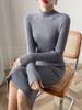 Women Mock Neck Solid Slim Sweater Dress Long Sleeve Knit Sexy Bodycon Dress Basic Casual Dress for Women Autumn Winter