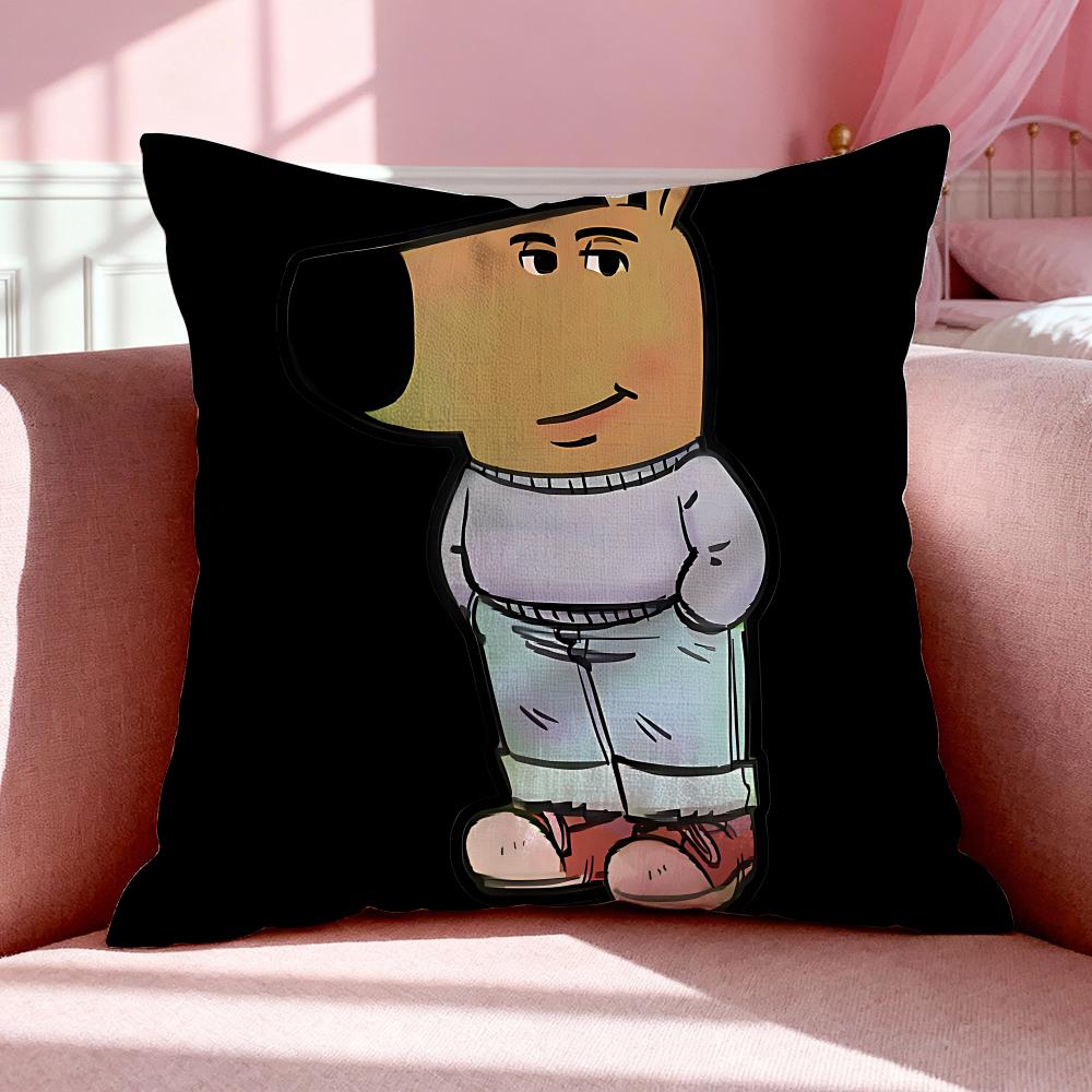 Character C-Chill Guy Cushion Cover Breathable Linen Pillowcase Summer Odorless Eco-Friendly Invisible Zipper Washable