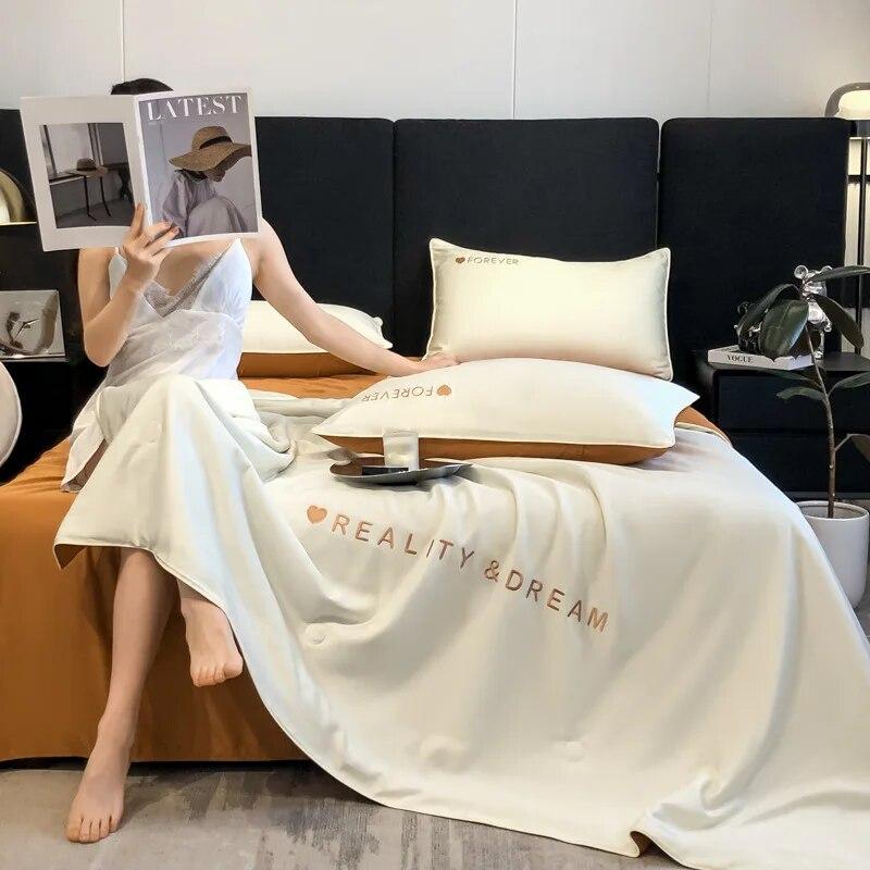 Summer Quilt Pure Color Washed Silk Summer Air Conditioning Quilt Summer Cool Quilt Machine Washable