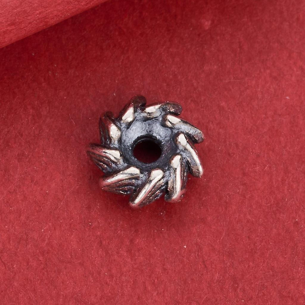 S925 Sterling Silver Leaf and Sawtooth Wheel Bead Spacer for DIY Buddhist Bracelet Jewelry