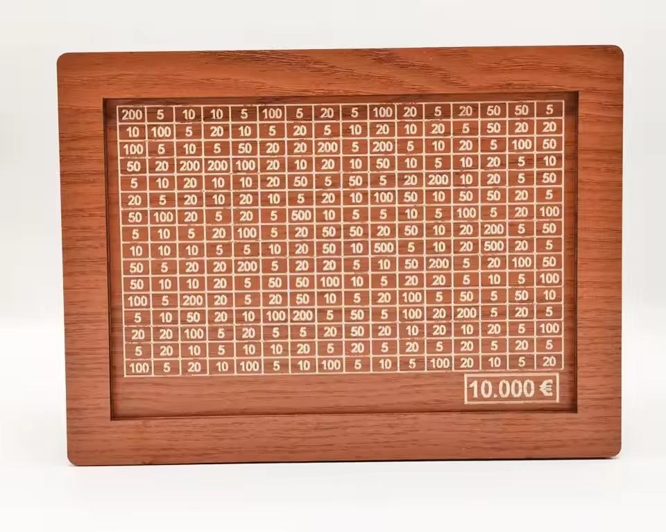 Pușculiță din lemn, 1000, 2000, 3000, 5000, 10000 de euro, cutie de bani, seif de economii, provocare, depozitare de numerar