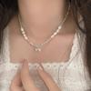 Fairy Style Minimalist Pearl Bow Necklace – Women's High-End Silver Choker