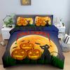 Halloween Pumpkin King Queen Duvet Cover Cartoon Black Cat Bedding Set Kids Girls Orange Pumpkin Lantern Polyester Quilt Cover