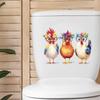 Cute Cartoon Three Chicks Toilet Stickers, Waterproof Removable Self-Adhesive Bathroom Home Decor