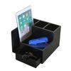 Juleduo Wooden Desktop Storage Organizer with Pen and Remote Control Rack Drawers, Bookshelf, Holder, (Black)