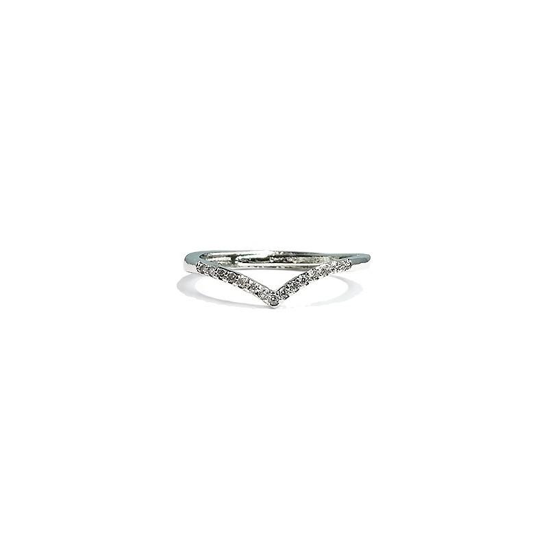V-Shaped Row Diamond Zircon Ring Female Design Small Broken Diamond Index Finger Stacked With Small Protective Ring Live Ring