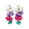 Colorful Fabric Flower Clip-On Earrings Petal Design Non-Piercing Earrings  Beach
