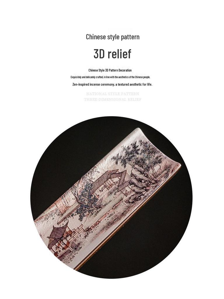 Guochao River & Mountain Ceramic Incense Holder - Retro Incense Stick Tray for Indoor Use
