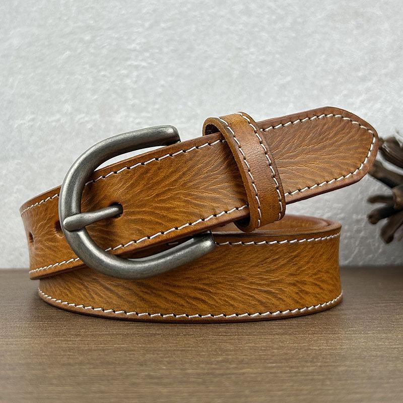 Retro Belt Women'S Leather Casual Pin Buckle Jeans Belt First Layer Cowhide Simple Belt Trendy
