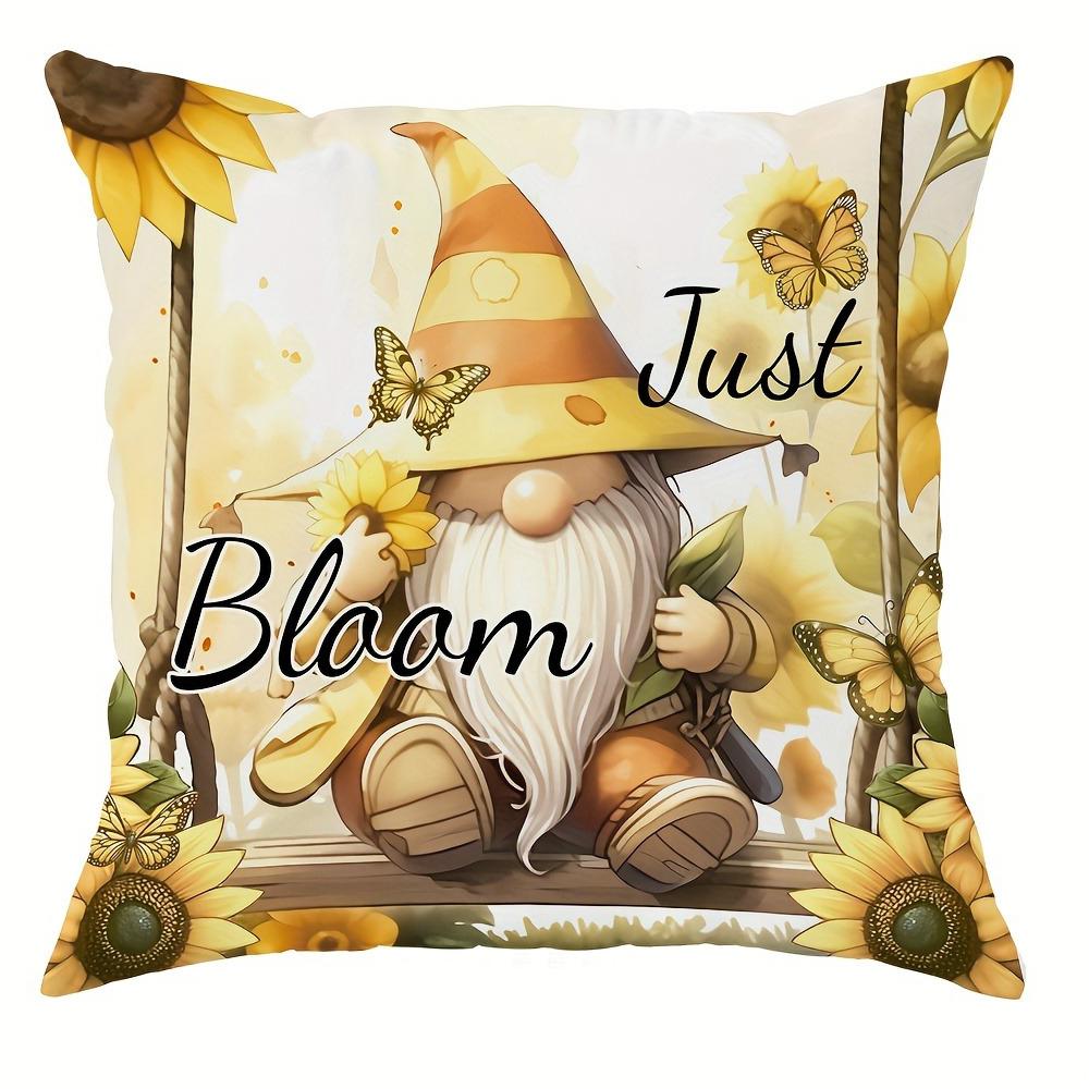Sonnenblumen-Gnom - Themenbezogene Fröhliche KissenbezügeWohnzimmer Sofa Kissenbezug, weich und bequem, Schlafzimmer Zimmerdekoration