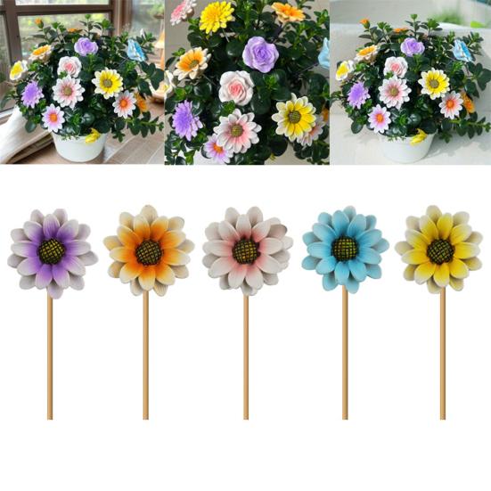 5Pcs Fake Flower Insert Weather-Resistant Resin Artificial Flower Stress-Relief Indoor Outdoor Home Garden Ornament