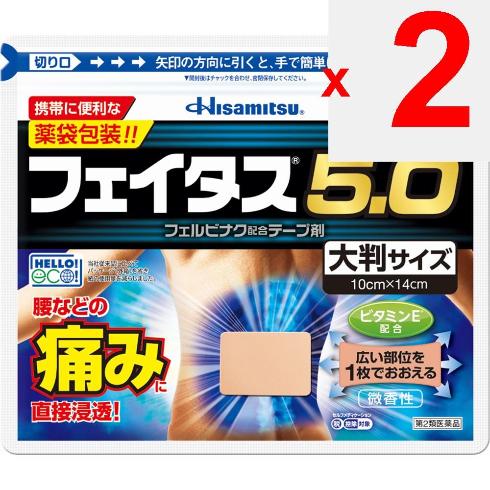 Hisamitsu Pharmaceutical Fitas 5.0 Large Size 10 sheets Plasta (cooling) Paste Indications: Joint pain, muscle pain, lower back pain, tendonitis (pain