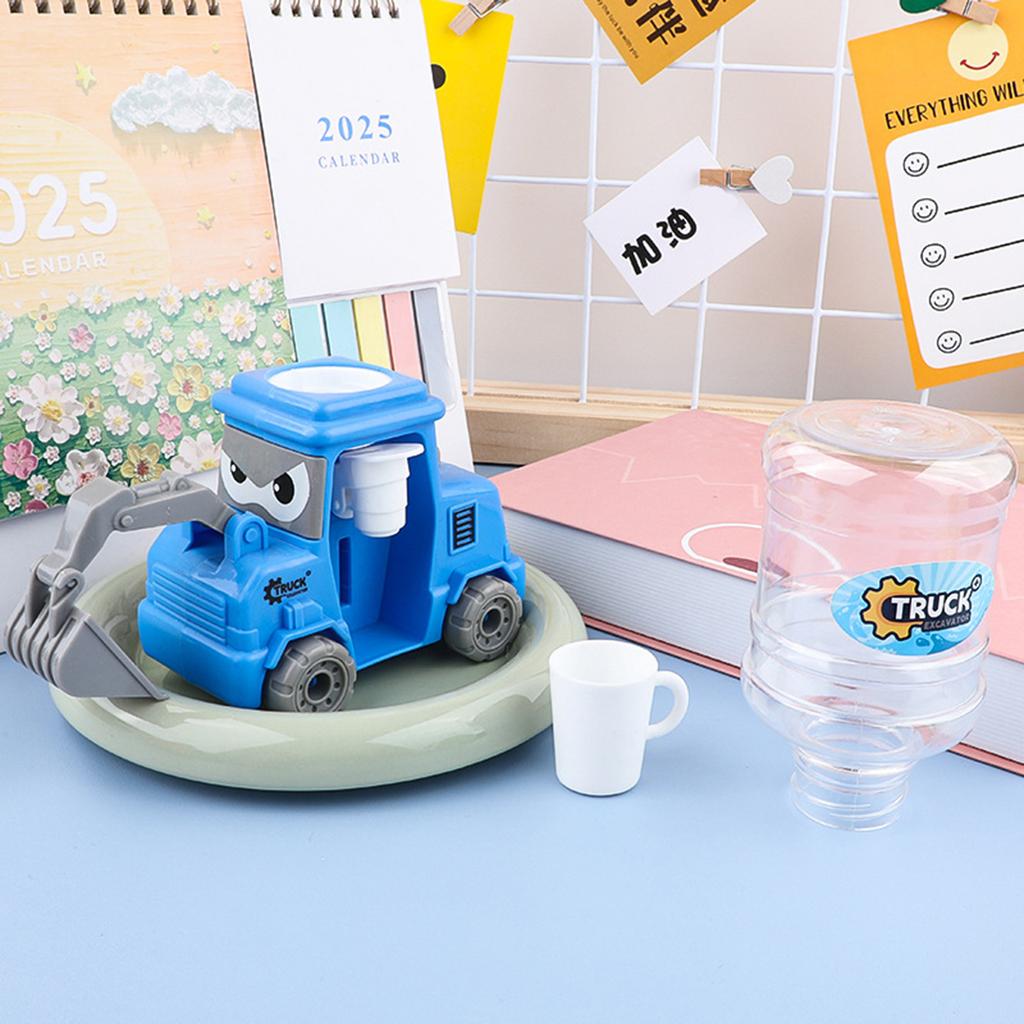 Kids Cartoon Engineering Car Water Dispenser Toy For Boy Girl Play House Toy Excavator Can Be Pressed Out Of The Water Dispenser