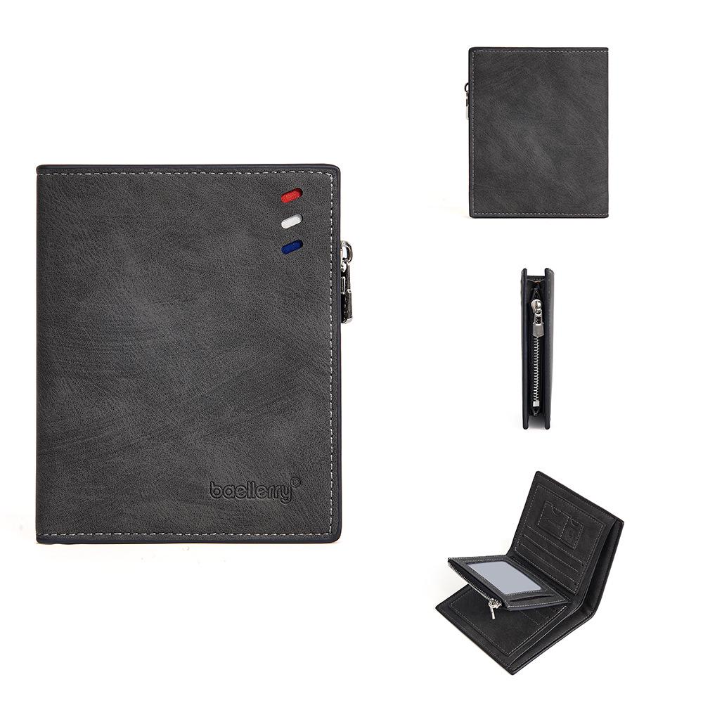 Trendy Men's Color Stripe Wallet with Logo, Card Holder, Zipper Pocket