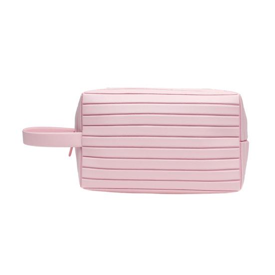 

Fold Down Cosmetic Bag Portable Travel Makeup Bag Large Capacity Foldable Makeup Pouch for Easy Access Dresser Daily Use розовый