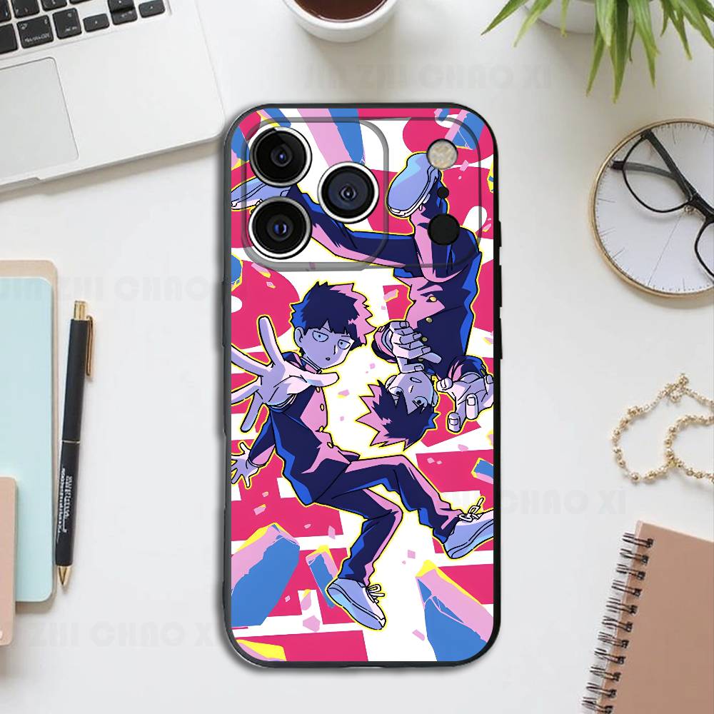 

Mob P-Psycho 100 Silicone Soft Phone Case For IPhone17 16 15 14 13 12 11 Pro Max Plus X XR SE Cover iPhone13PROMAX