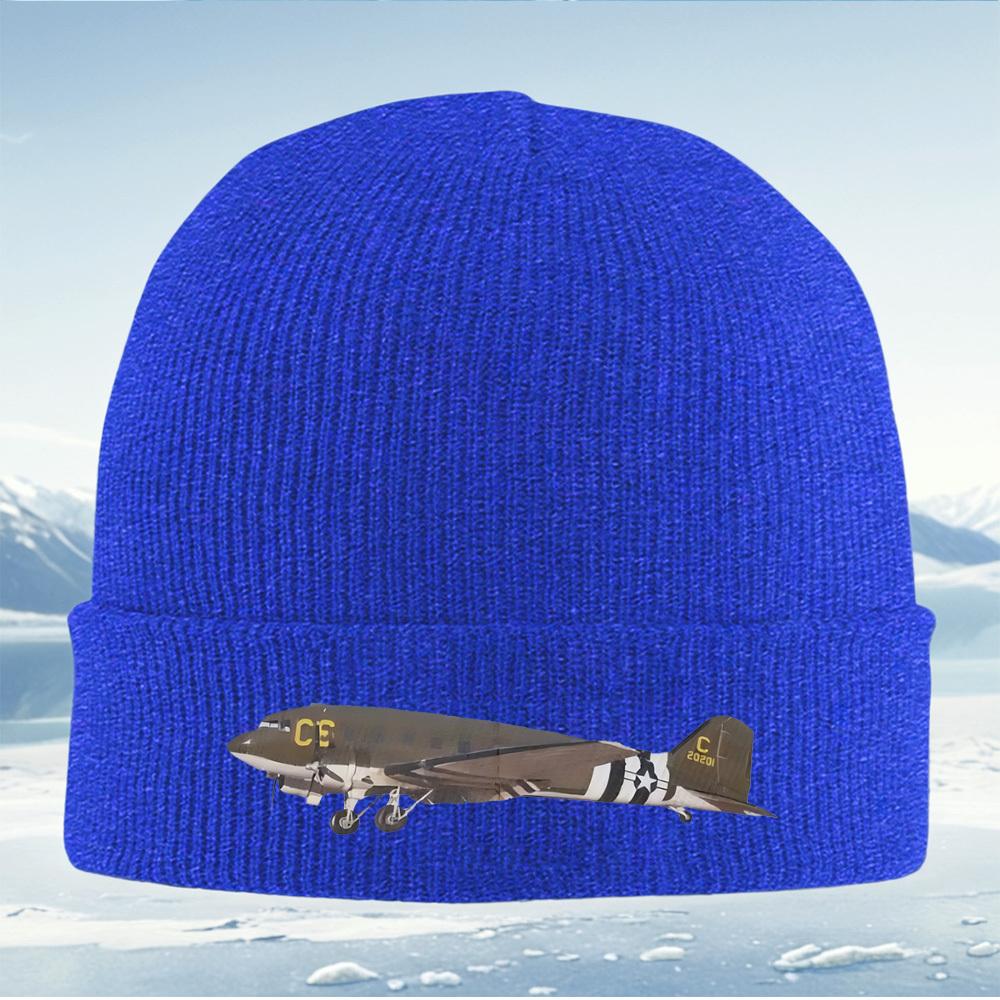White stars black stripes plane Men Women Unisex Knitted Hat Beanie Pullover Cap Winter Thermal Warm Christmas Outdoor Cycling H
