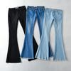 2024 Early Autumn Low-Waisted Slim Fit Flare Jeans for Women with Washed Frayed Hem.