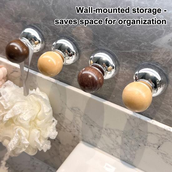 Vacuum Suction Cup Hooks Push-to-Lock No Drill No Nails No Glue Required Wall Hook Heavy Duty Round Spherical Design Hanging Hook for Keys Towels Hats