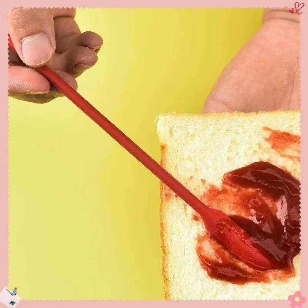 Food Grade Silicone Double-Headed Spatula,Long Handle Pointed Baking Jam Spreader,Cooking Scraping Spoon Combination Tool