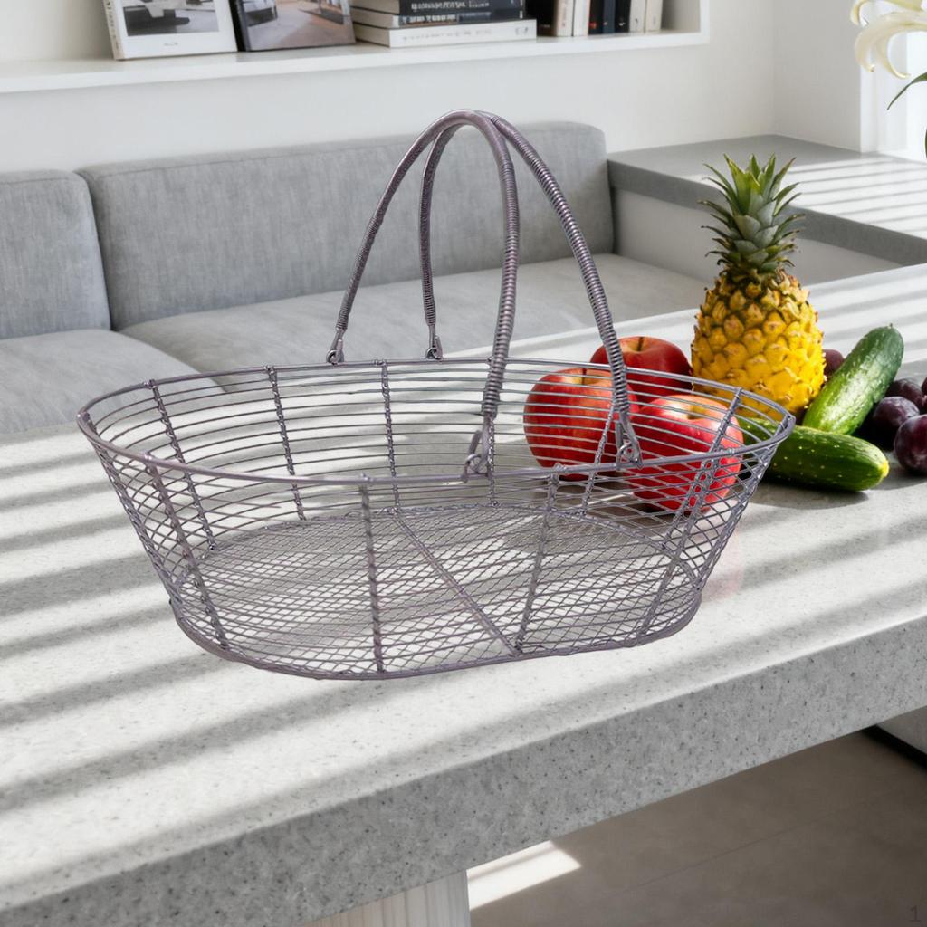 Iron Wire Fruit Bowl Organizer Bread Vegetable Holder Storage Basket for Pastry Cupcake Buffet